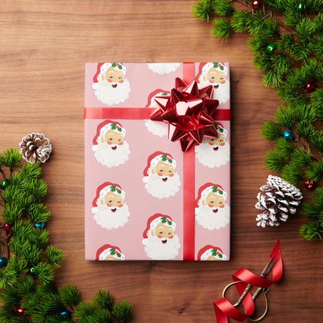 Papier Cadeau Papier d'enveloppement du Père Noël rose mignon (Cadeau de vacances)