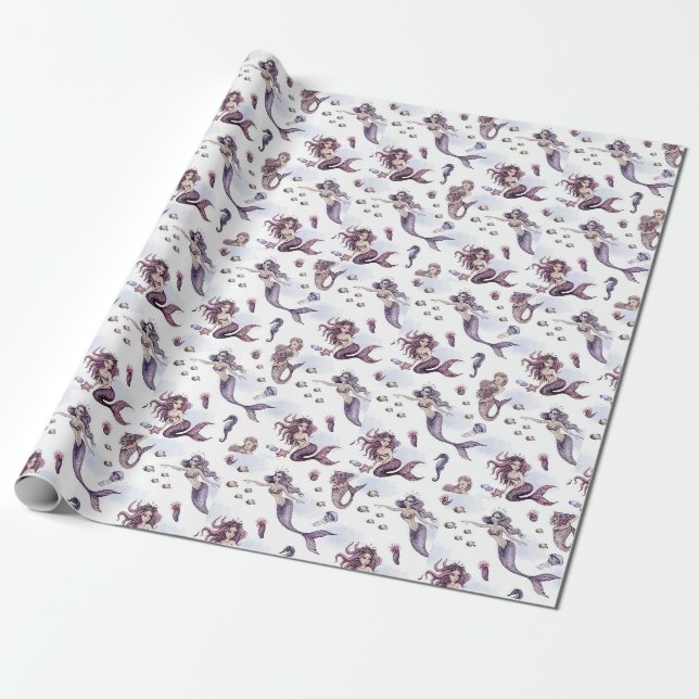 Papier Cadeau Papier d'enveloppement du thème Mignonne sirène (Déroulé)