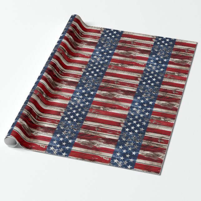 Papier Cadeau Papier d'enveloppement en bois patriotique (Déroulé)