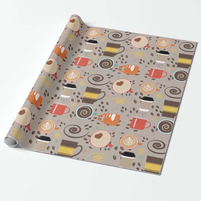 Papier Cadeau Papier d'enveloppement en latte de café (Déroulé)
