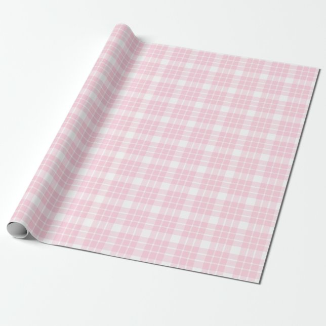 Papier Cadeau Papier d'enveloppement en plastique blanc et rose  (Déroulé)