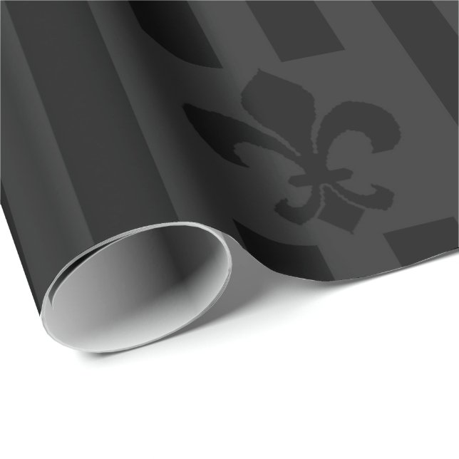 Papier Cadeau Papier d'enveloppement en velours noir Fleur de Li (Coin rond)