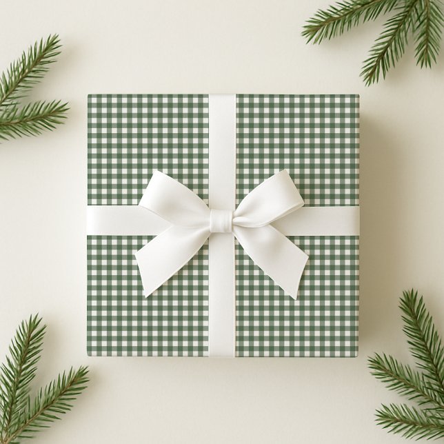 Papier Cadeau Papier d'enveloppement En vichy vert de vacances (Créateur téléchargé)