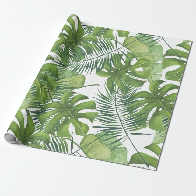 Papier Cadeau Papier d'enveloppement Feuille d'aquarelle tropica (Déroulé)