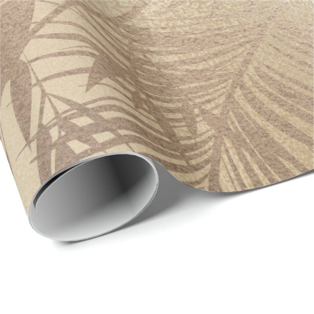 Papier Cadeau papier d'enveloppement feuille en or tropical (Coin rond)