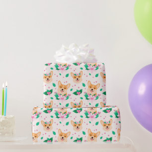 Papier Cadeau Papier d'enveloppement Floral Corgi mou
