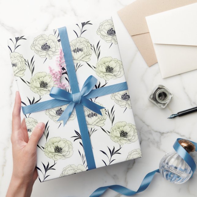 Papier Cadeau Papier d'enveloppement floral peint à la main (Cadeaux)