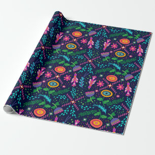 Papier Cadeau Papier d'enveloppement floral stylisé et coloré