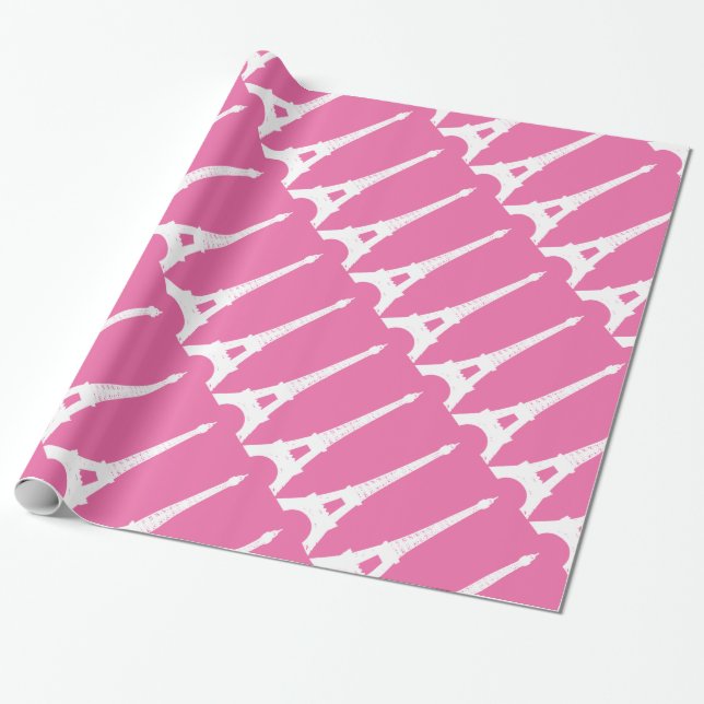 Papier Cadeau Papier d'enveloppement Fuchsia et White Paris (Déroulé)