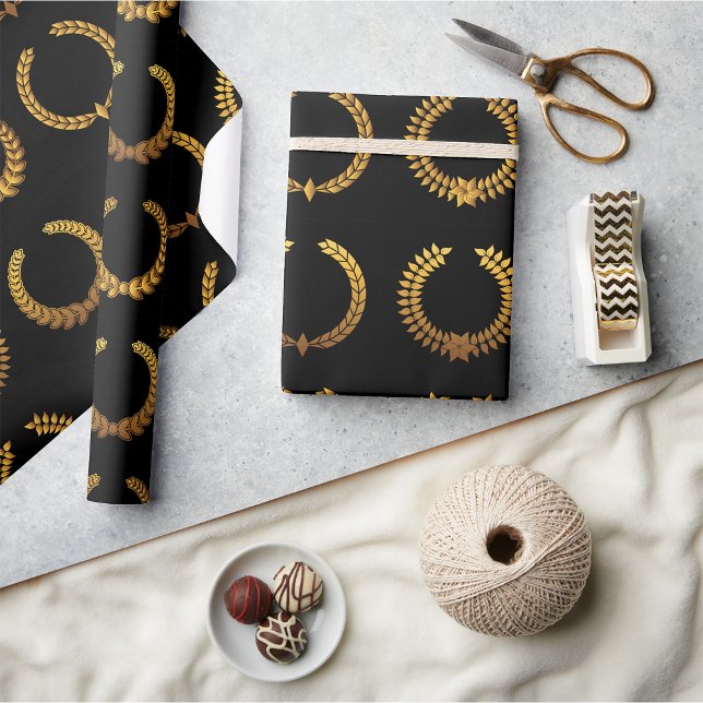 Papier Cadeau Papier d'enveloppement Golden Laurel Wreaths (Créateur téléchargé)