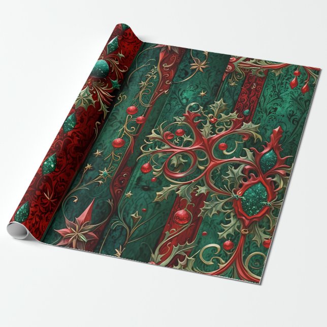 Papier Cadeau Papier d'enveloppement gothique de Noël (Déroulé)