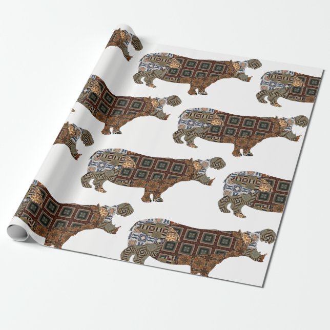 Papier Cadeau Papier d'enveloppement Hippo (Déroulé)