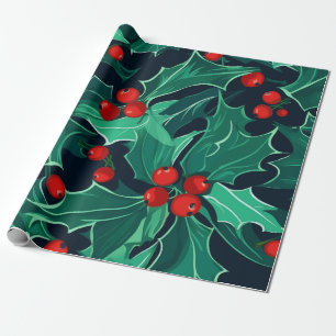 Papier Cadeau Papier d'enveloppement Holly et Berries