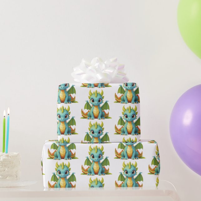 Papier Cadeau Papier d'enveloppement Imaginaire Bébé Bleu Vert (Cadeaux de fête)