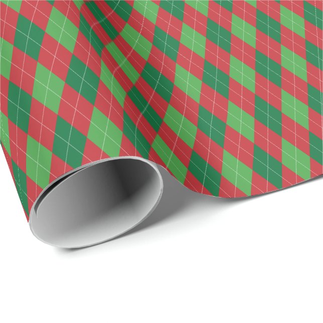 Papier Cadeau Papier d'enveloppement Jacquard de Noël rouge et v (Coin rond)