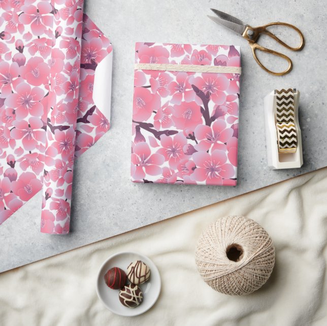 Papier Cadeau Papier d'enveloppement japonais rose cerisier (Artisanat)