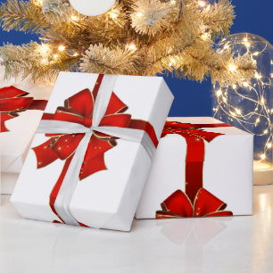Papier Cadeau Papier d'enveloppement Joyeuses Fêtes de Bow rouge