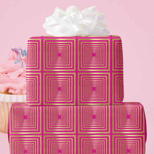 Papier Cadeau Papier d'enveloppement luxueux rose chaud or (Créateur téléchargé)