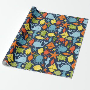 Papier Cadeau Papier d'enveloppement marin bleu profond