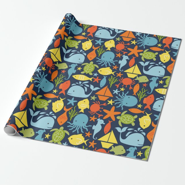 Papier Cadeau Papier d'enveloppement marin bleu profond (Déroulé)