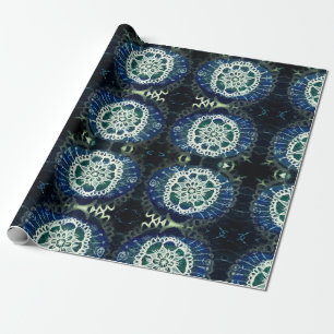 Papier Cadeau Papier d'enveloppement mat, mandala bleu blanc