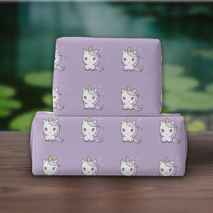 Papier Cadeau Papier d'enveloppement mignon violet Unicorne