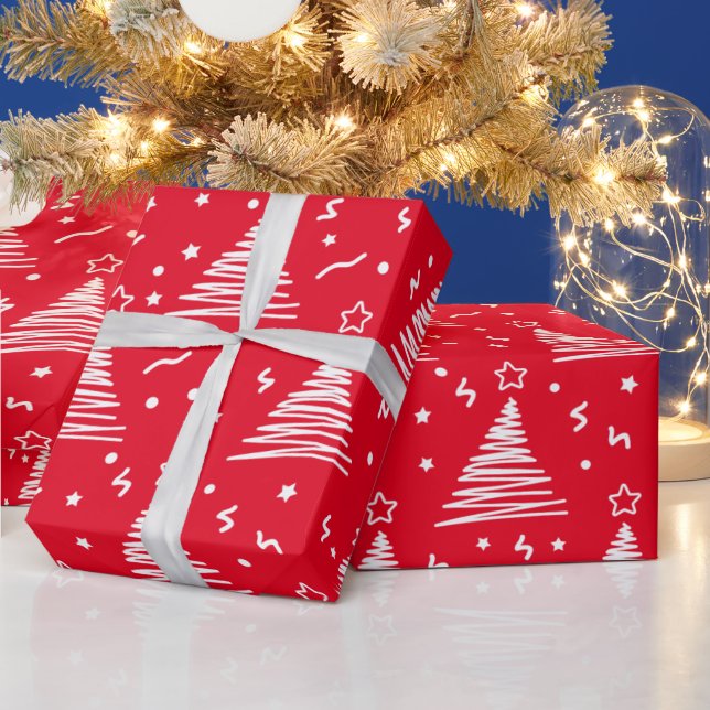 Papier Cadeau Papier d'enveloppement moderne des arbres de Noël (Vacances)