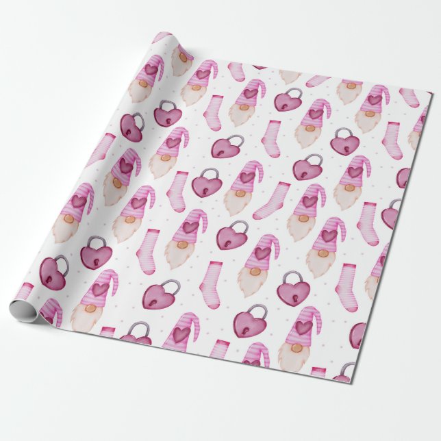 Papier Cadeau Papier d'enveloppement Motif cardiaque (Déroulé)