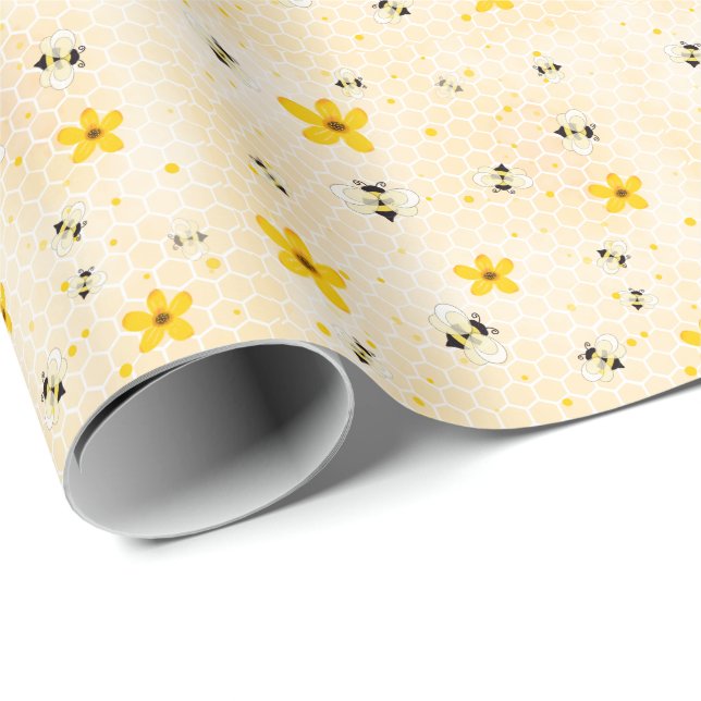Papier Cadeau Papier d'enveloppement Motif de printemps moderne (Coin rond)