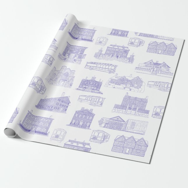 Papier Cadeau Papier d'enveloppement Motif de Salem MA historiqu (Déroulé)