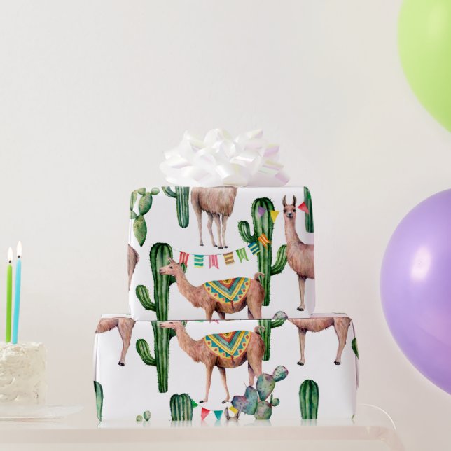 Papier Cadeau Papier d'enveloppement Motif Fiesta Llama mexicain (Cadeaux de fête)