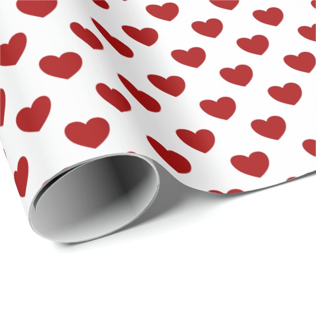 Papier Cadeau Papier d'enveloppement Motif Little Red Hearts (Coin rond)