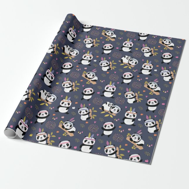 Papier Cadeau Papier d'enveloppement Motif Panda (Déroulé)