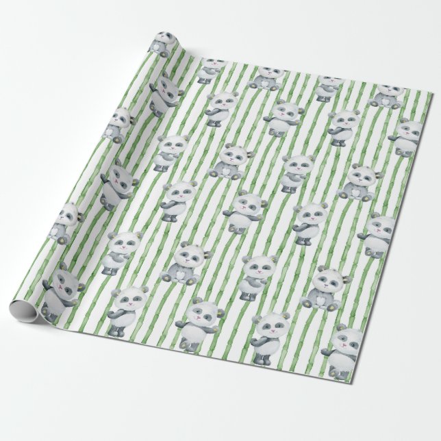 Papier Cadeau Papier d'enveloppement Motif Panda (Déroulé)