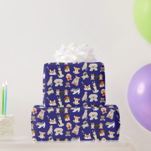 Papier Cadeau Papier d'enveloppement Motif pour chiens bleus ado