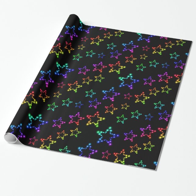Papier Cadeau Papier d'enveloppement Motif Rainbow Stars (Déroulé)