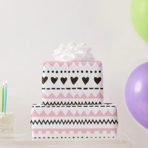 Papier Cadeau Papier d'enveloppement Motif rose blanc