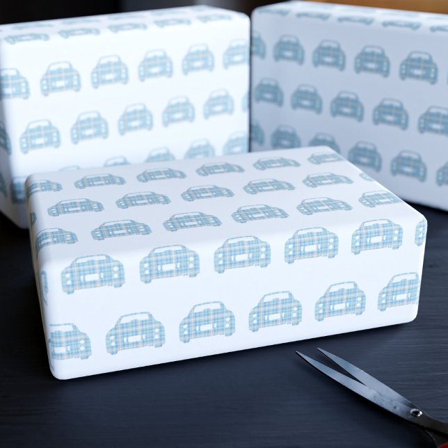 Papier Cadeau Papier d'enveloppement Motif Tartan Figaro Plaid (Cute Scottish tartan cars on this wrapping paper)