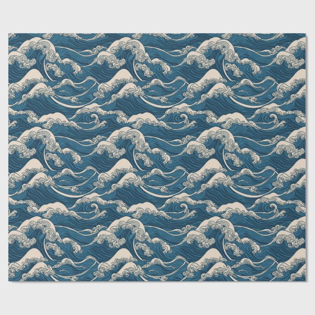 Papier Cadeau Papier d'enveloppement Motif Wave japonais (Plat)