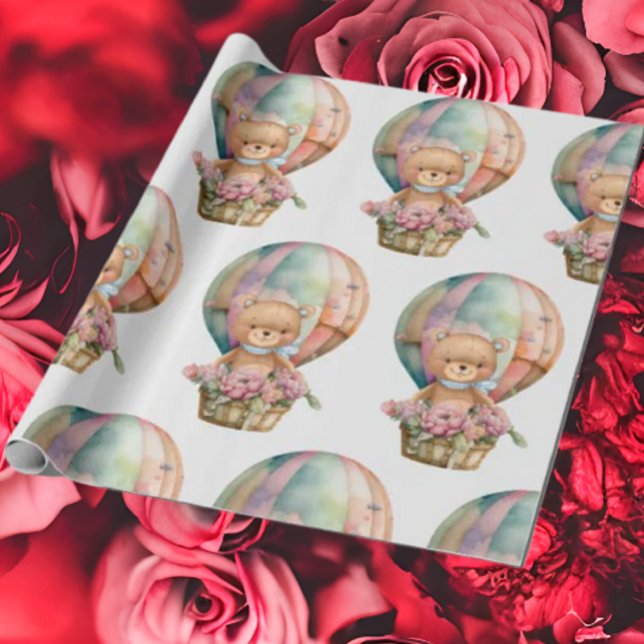 Papier Cadeau Papier d'enveloppement mou à ballons d'ours en pel (Bring your dream party to life with our selection of quality Teddy Bear themed party supplies )