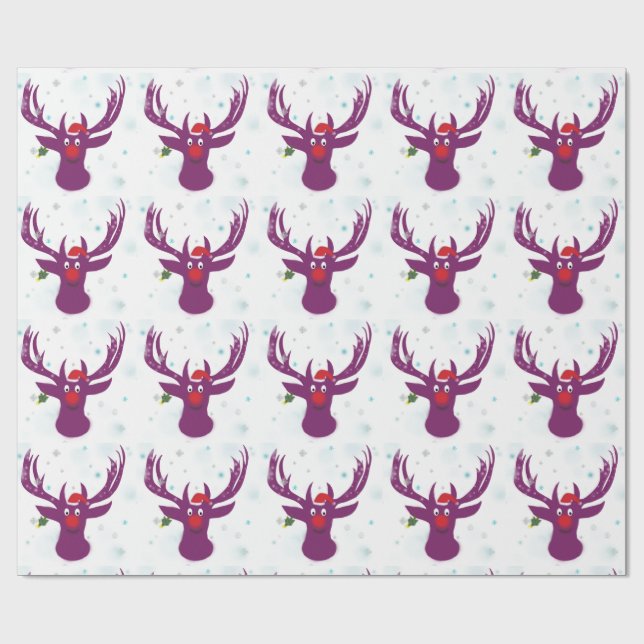 Papier Cadeau Papier d'enveloppement NoëlMatte de Deer Père Noël (Plat)