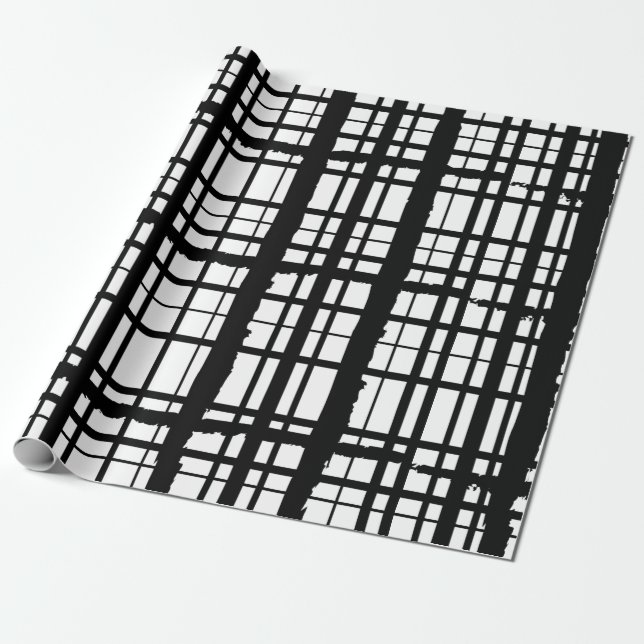 Papier Cadeau Papier d'enveloppement noir et blanc 2 (Déroulé)