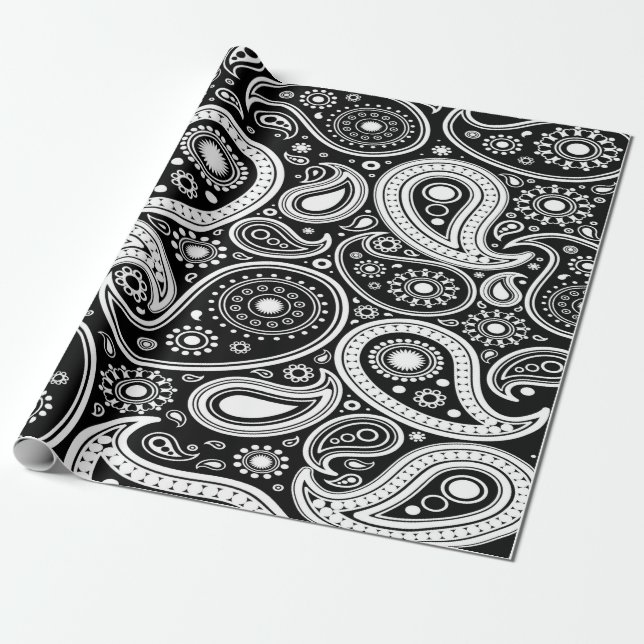 Papier Cadeau Papier d'enveloppement noir et blanc à la marmite (Déroulé)