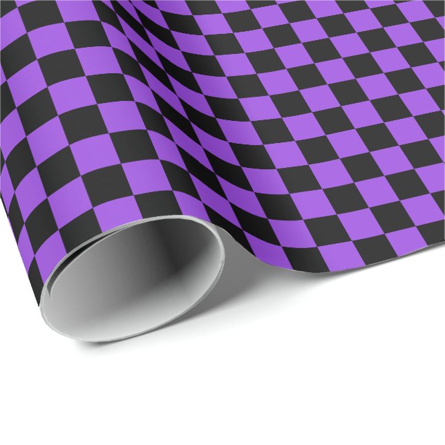Papier Cadeau Papier d'enveloppement noir et violet moyen (Coin rond)