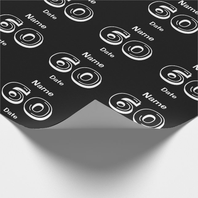 Papier Cadeau Papier d'enveloppement noir personnalisé 60e anniv (Coin)