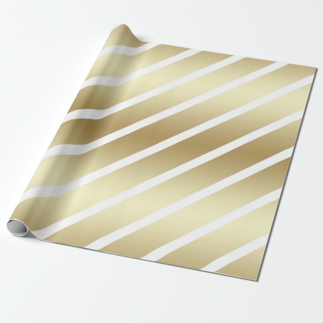 Papier Cadeau Papier d'enveloppement or et blanc de luxe (Déroulé)