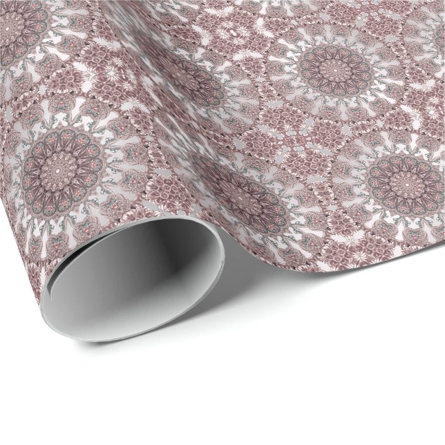 Papier Cadeau Papier d'enveloppement ornemental rose (Coin rond)