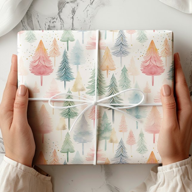 Papier Cadeau Papier d'enveloppement Pastel Christmas Tree (Créateur téléchargé)