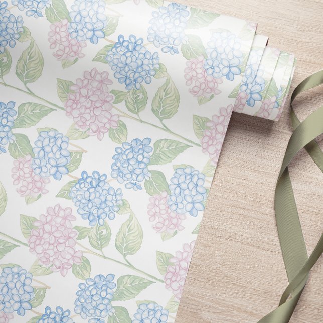 Papier Cadeau Papier d'enveloppement Pastel Floral Hydrangea (Créateur téléchargé)