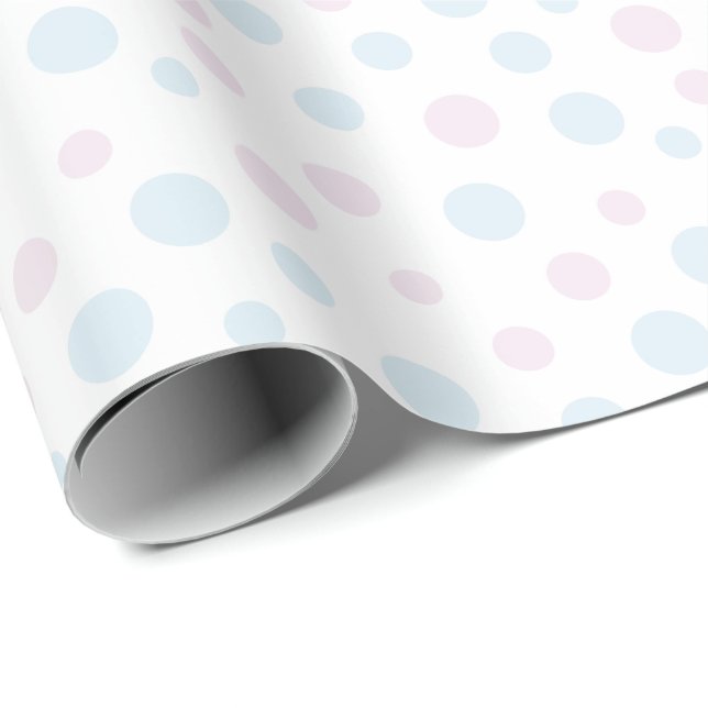 Papier Cadeau Papier d'enveloppement Pastel Pink and Blue Dots (Coin rond)